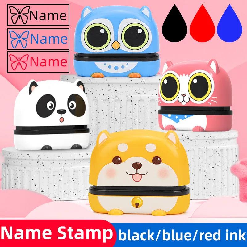 Personalized Waterproof Name Stamp Paint Set for Kids - Black/Blue/Red Non-Fading Engraved Seal for Children  ourlum.com   