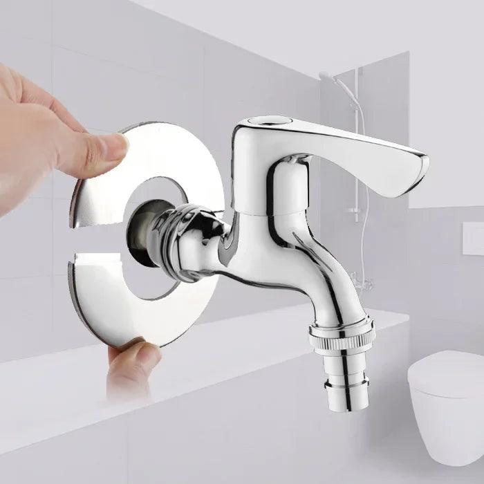 Stainless Steel Faucet Decorative Cover: Elegant Chrome Finish Wall Accessories  ourlum.com   