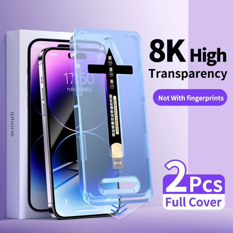 8K Clear Tempered Glass Screen Protector for iPhone 14 13 12 11 15 Pro Max - 2 Pack  ourlum.com For iPhone X XS 2 pieces Tempered Glass