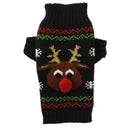 Cozy Snowman Print Winter Pet Sweater for Dogs and Cats  ourlum.com Black Deer XXS 