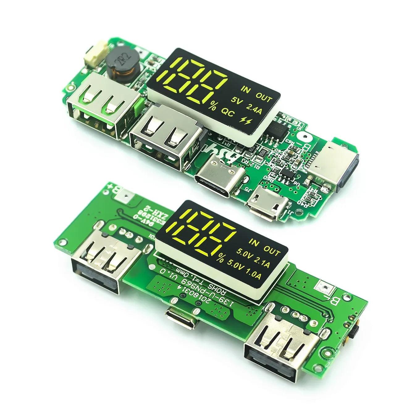 LED Dual USB 5V 2.4A Micro/Type-C USB Mobile Power Bank 18650 Charging Module Lithium Battery Charger Board Circuit Protection  ourlum.com   