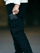 Street Elastic Jeans Men Denim Cargo Pants Multi Pockets