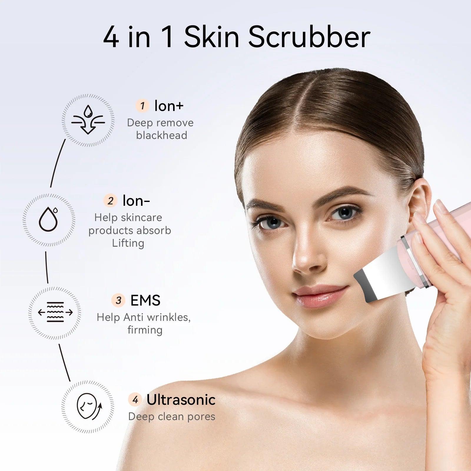 ANLAN Ultrasonic Skin Scrubber Deep Face Cleaning Machine Peeling Shovel Facial Pore Cleaner Face Skin Scrubber Lift Machine  ourlum.com   