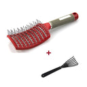 Hair Scalp Massage Comb Bristle Nylon Hairbrush Wet Curly Detangle  Anti-Static Hair Brush Professional Salon Hairdressing Style  ourlum.com B Red and Brush  