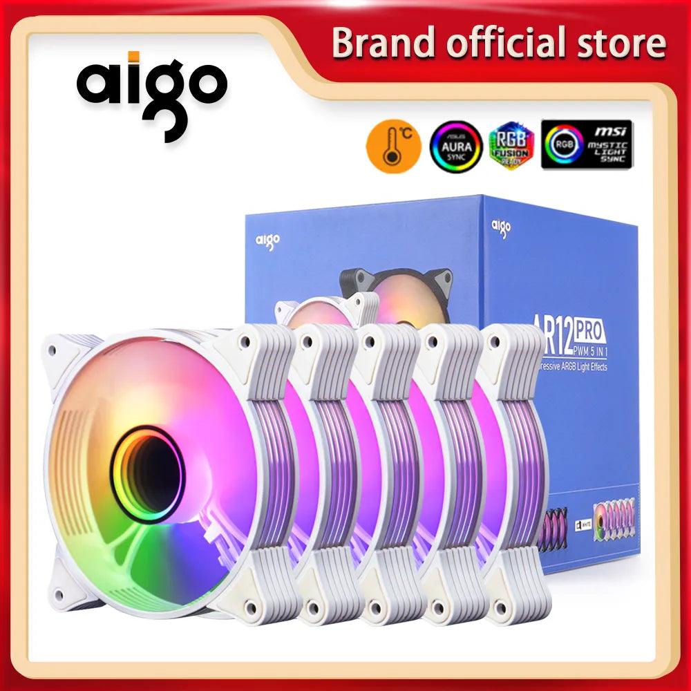 Aigo AR12PRO White 120mm RGB Computer Case Fan - Efficient Cooling and Stunning ARGB Design  ourlum.com   