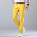 Spring Men's Slim Jeans Classic Style Straight Elasticity Cotton Denim Pants Male Brand Wine Red Black White Trousers