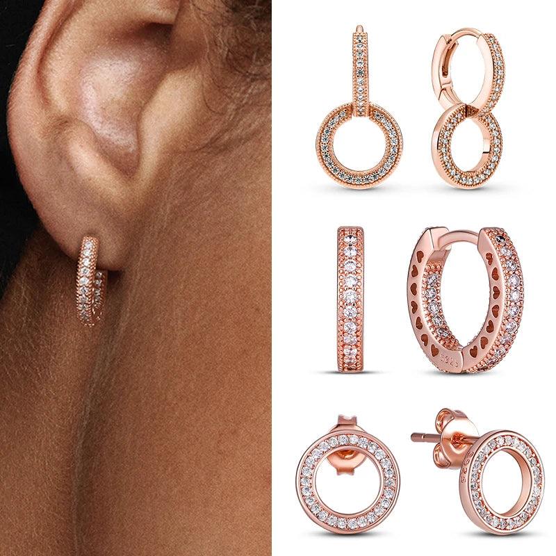 925 Sterling Silver Heart Earrings with Zircon Stones - Elegant Women's Jewelry  ourlum.com   