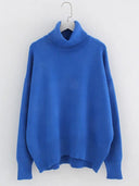 Winter Essential Thick Knit Turtleneck Sweater for Women  ourlum.com Blue M 