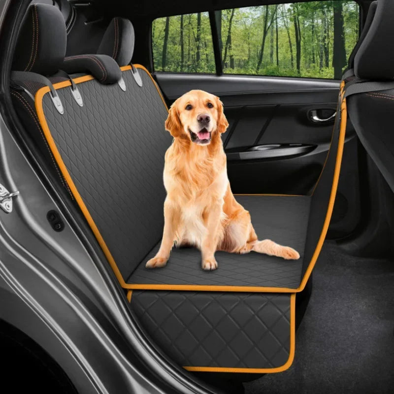 Waterproof Dog Car Seat Cover for Small Medium Large Dogs - Pet Travel Mat Hammock  ourlum.com Black and orange  