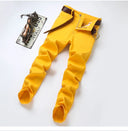 Four Season New Men's Yellow Jeans Fashion Business Casual Straight Denim Stretch Trousers All-match Men's Casual Pants Jeans