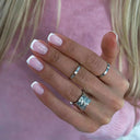 French False Nails Chic Nude White Short Square Tips Glue