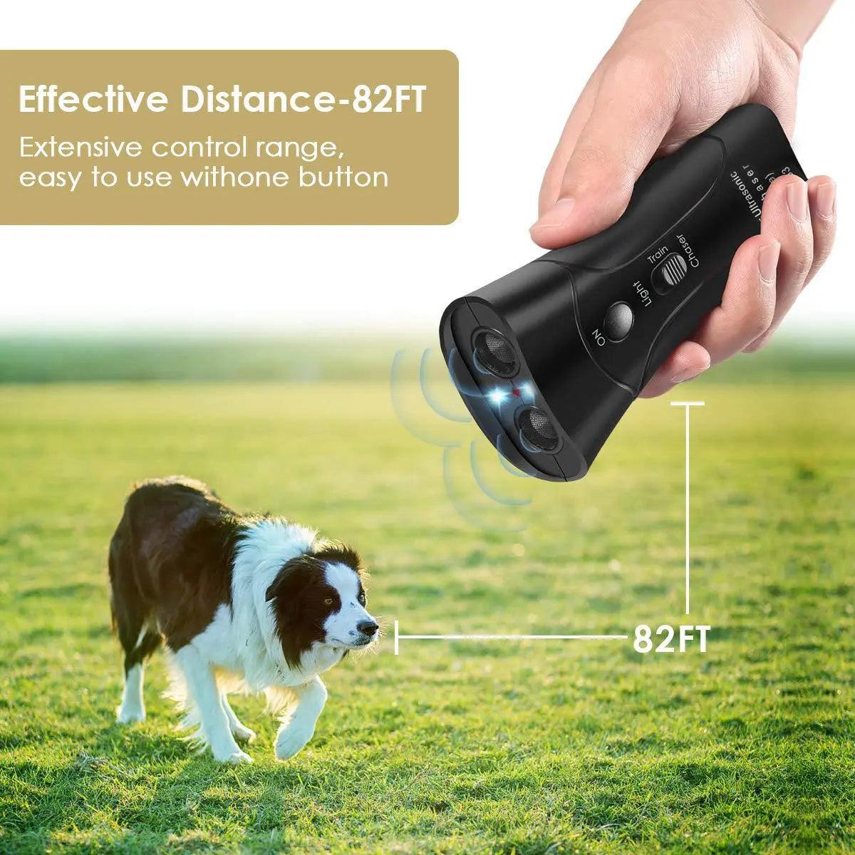 Ultrasonic Dog Bark Repellent with LED Flashlight - Gentle Training Tool for Anti Barking and Behavior Correction  ourlum.com   