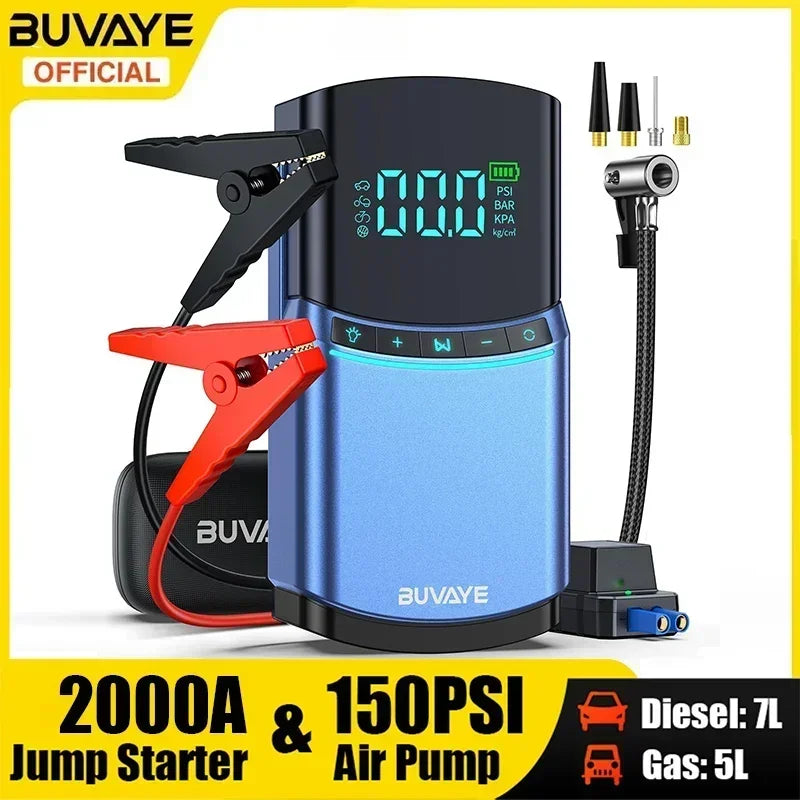 BUVAYE 4-in-1 Jump Starter and Tire Inflator 2000A