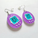 Cute Purple Electronic Pet Egg Acrylic Cartoon Earrings