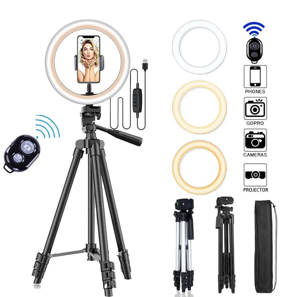 Selfie Ring Light with Remote & Tripod Stand: Pro Photography Lighting Kit  ourlum.com   