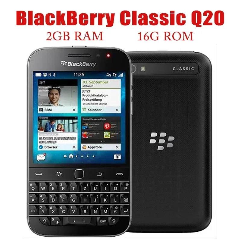 Unlocked BlackBerry Classic Q20 4G LTE Smartphone - 3.5" Display, 8MP Camera, 16GB ROM, QWERTY Keyboard, Bluetooth Cell Phone