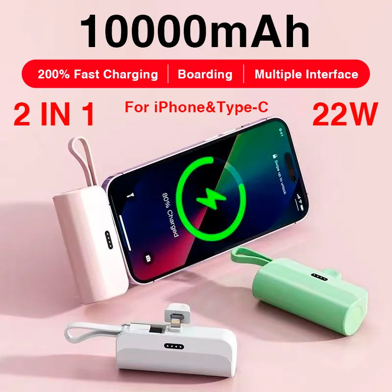 Mini Pocket Power Bank Fast Charger Lightweight - iPhone Samsung  ourlum.com   