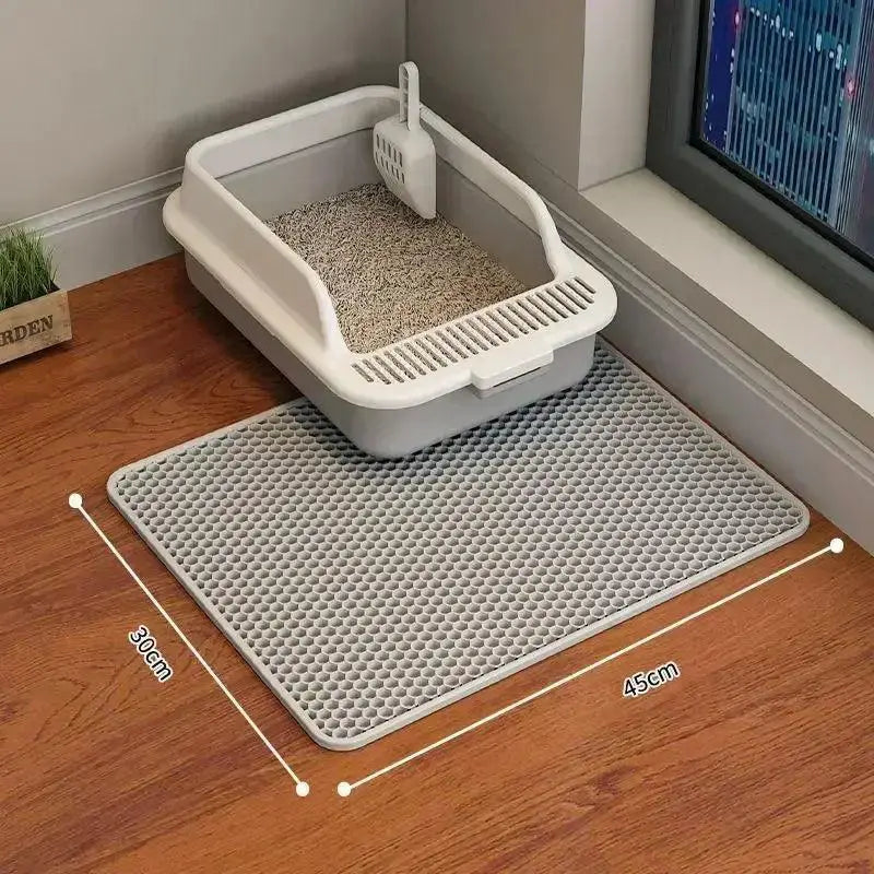 Double-layer Non-slip Cat Litter Mat: Hygienic & Durable Solution ourlum.com GRAY 30X30CM for baby cat