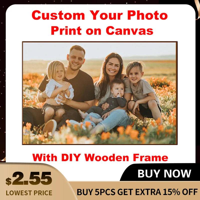 Custom Photo Canvas Painting Poster with DIY Wooden Frame - HD Prints Wall Art Decor for Home & Office  ourlum.com   