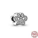 Pet Paw & Bone Charm Sterling Silver Bead for Pandora Jewelry