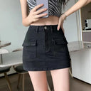 Lucyever Korean High Waist Denim Mini Skirt Flattering Fit