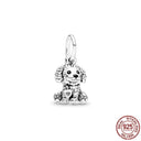 Sterling Silver Dog Charm Bead for Pandora Bracelet Jewelry