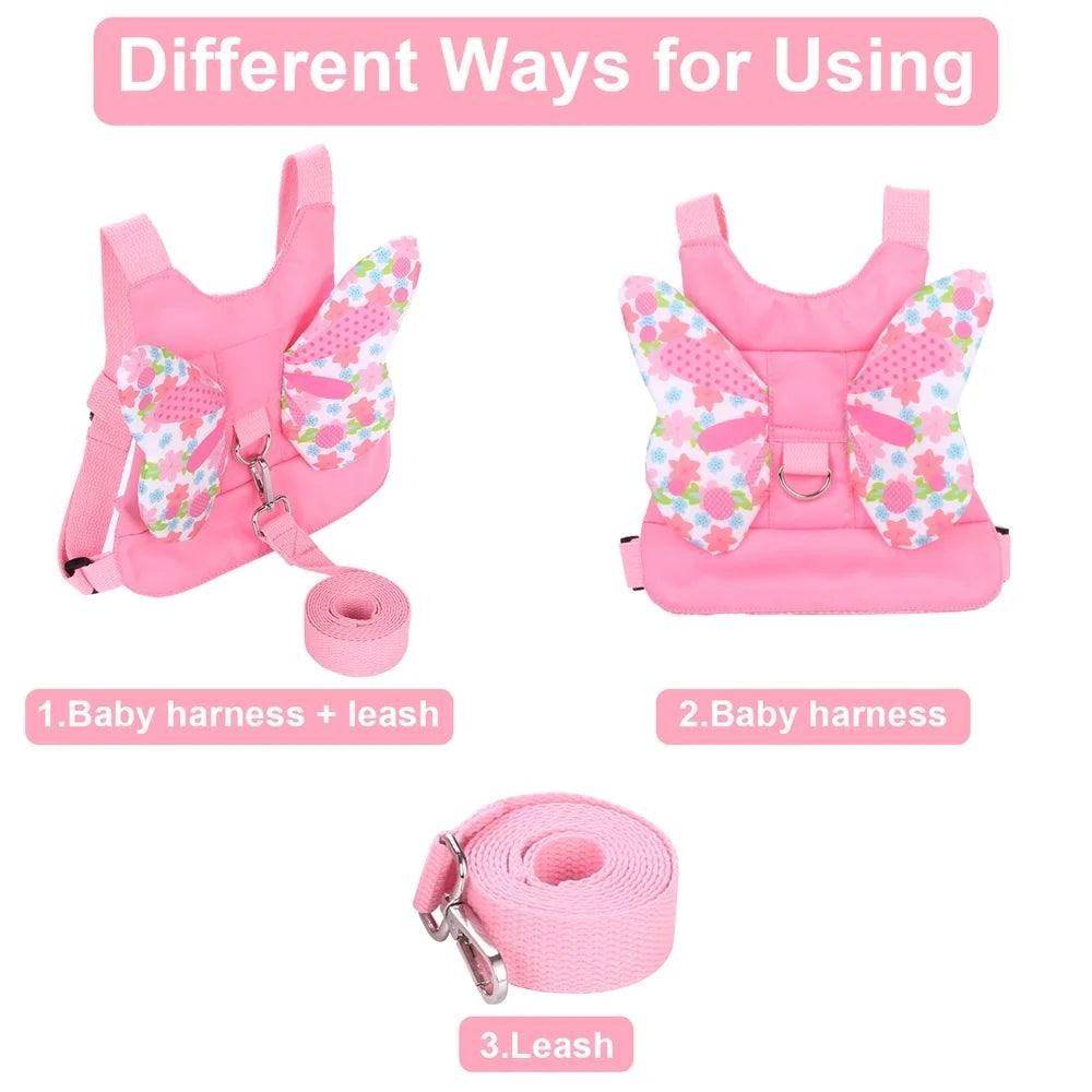 Angel Wings Baby Safety Harness Backpack Infant Carry Training Kids Walking Belts for Cute Babies Girls Pink Learning Walk Bags