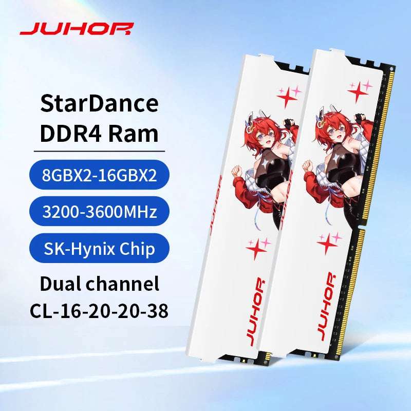 JUHOR Memoria Ram DDR4 (8GX2)3200MHz (16GX2)3200MHz 3600MHz 8GB 16GB Desktop Gaming Dual Channel Memory