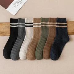 Retro Striped Tube Socks: Stylish Men's Harajuku Collection