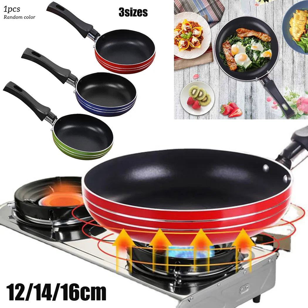 Mini Non-Stick Stainless Steel Frying Pan for Eggs & Sauces – Random Color, 12/14/16cm Options