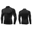 Men's Turtleneck Quick dry Long-Sleeved Compression Long Sleeved Sports Fitness Tight T-shirt Running Casual Spring and Autumn