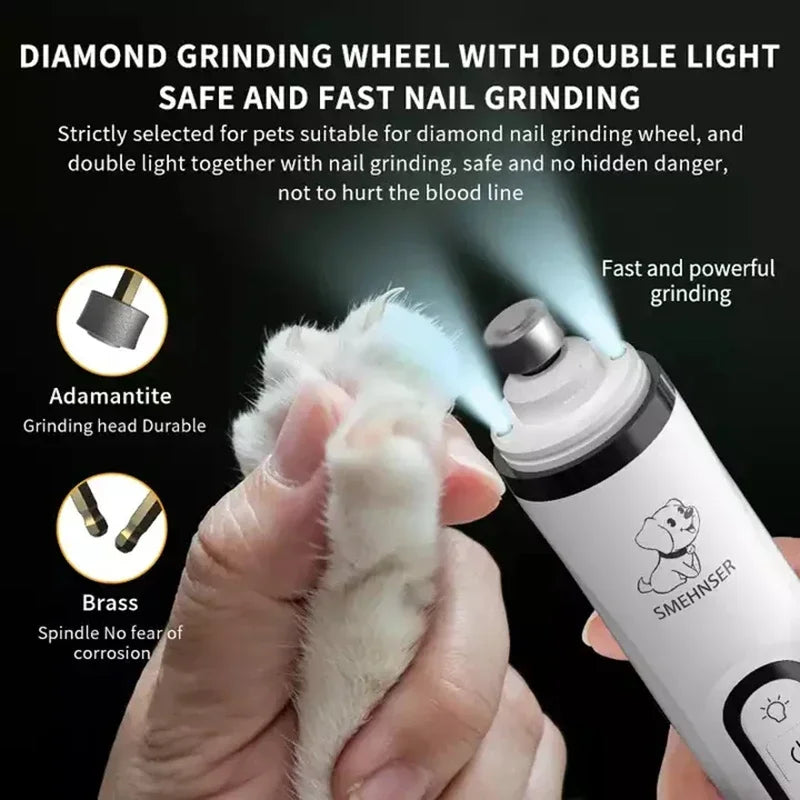 LED Electric Pet Nail Grinder for Dogs and Cats: USB Rechargeable Grooming Trimmer  ourlum.com   