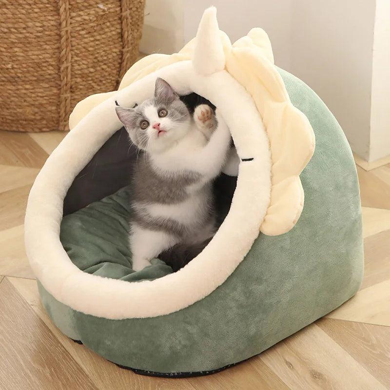 Cat Cave Bed: Cozy Self-Warming Hut for Cats, Small Dogs, Foldable & Washable  ourlum.com B S 