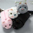 Women Cute Cat Plush Shoulder Bag Lady Fur Messenger Bag