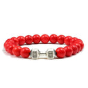 Fitness Charm Bracelet Set: Stylish Natural Stone Beads