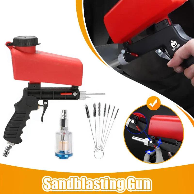 Sandblasting Gun Sand Blaster Adjustable Sand Blasting Machine Gravity Small Portable Handheld Pneumatic Blasting Gun Set  ourlum.com   