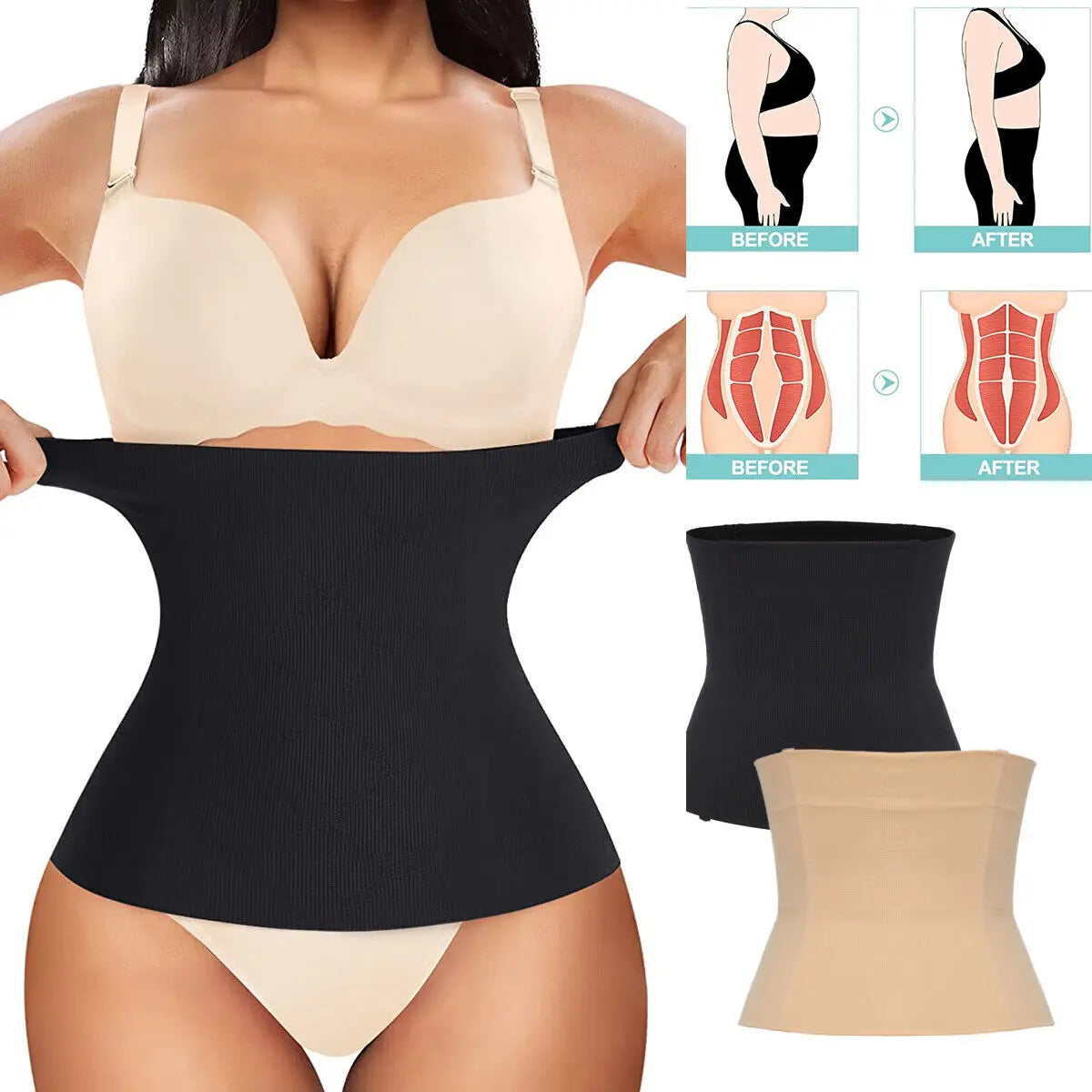 Postpartum Belly Recovery Bands - 2 IN 1 Waist Trainer & Tummy Tuck Shapewear