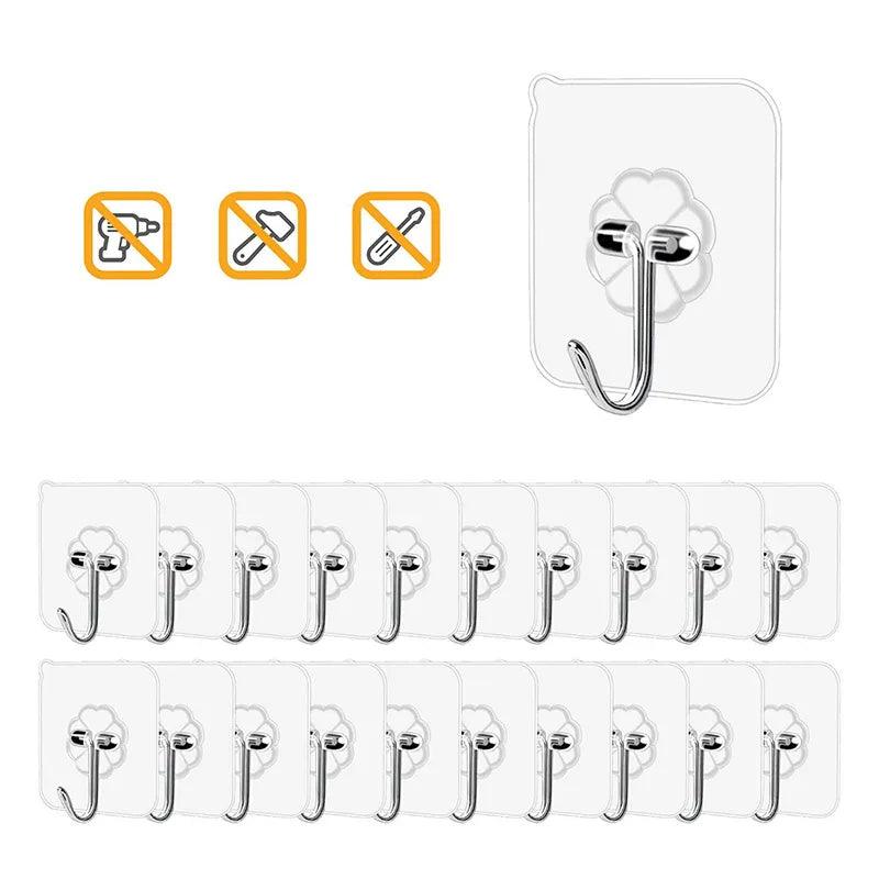 Transparent Heavy Duty Adhesive Hooks: Kitchen & Bathroom Hangers  ourlum.com   