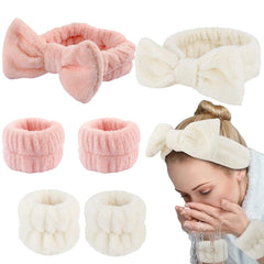 Coral Fleece Headband Set: Stylish Waterproof Hair Accessories