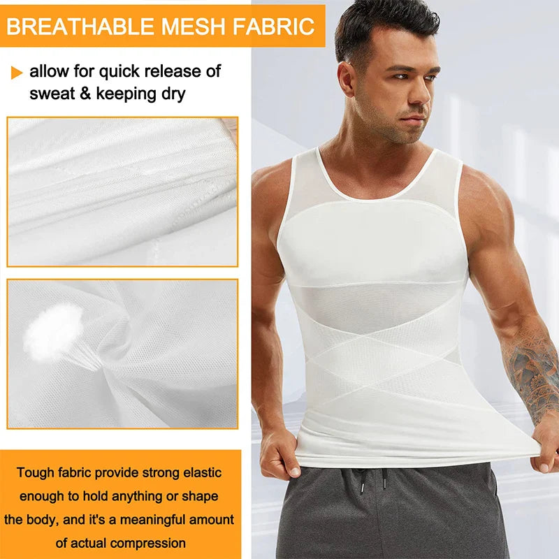 Men's Slimming Compression Undershirt - Body Shaper Sleeveless Vest 3XL