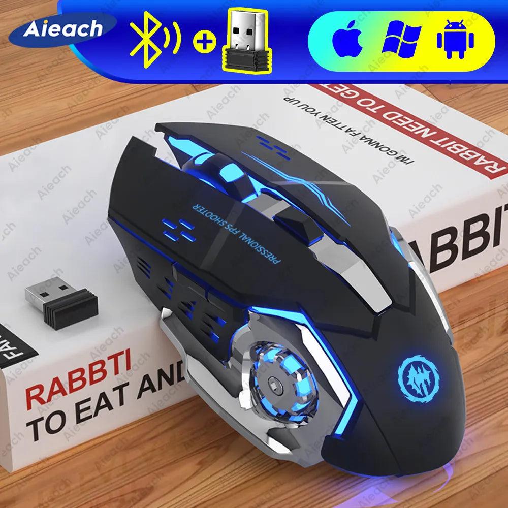 Wireless Gaming Mouse with Colorful Backlight - Bluetooth & USB Dual Mode Silent Rechargeable Mouse for PC & E-Sports  ourlum.com   