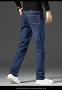 HIQOR Winter Fleece Thick Jeans Men Business Casual Pants