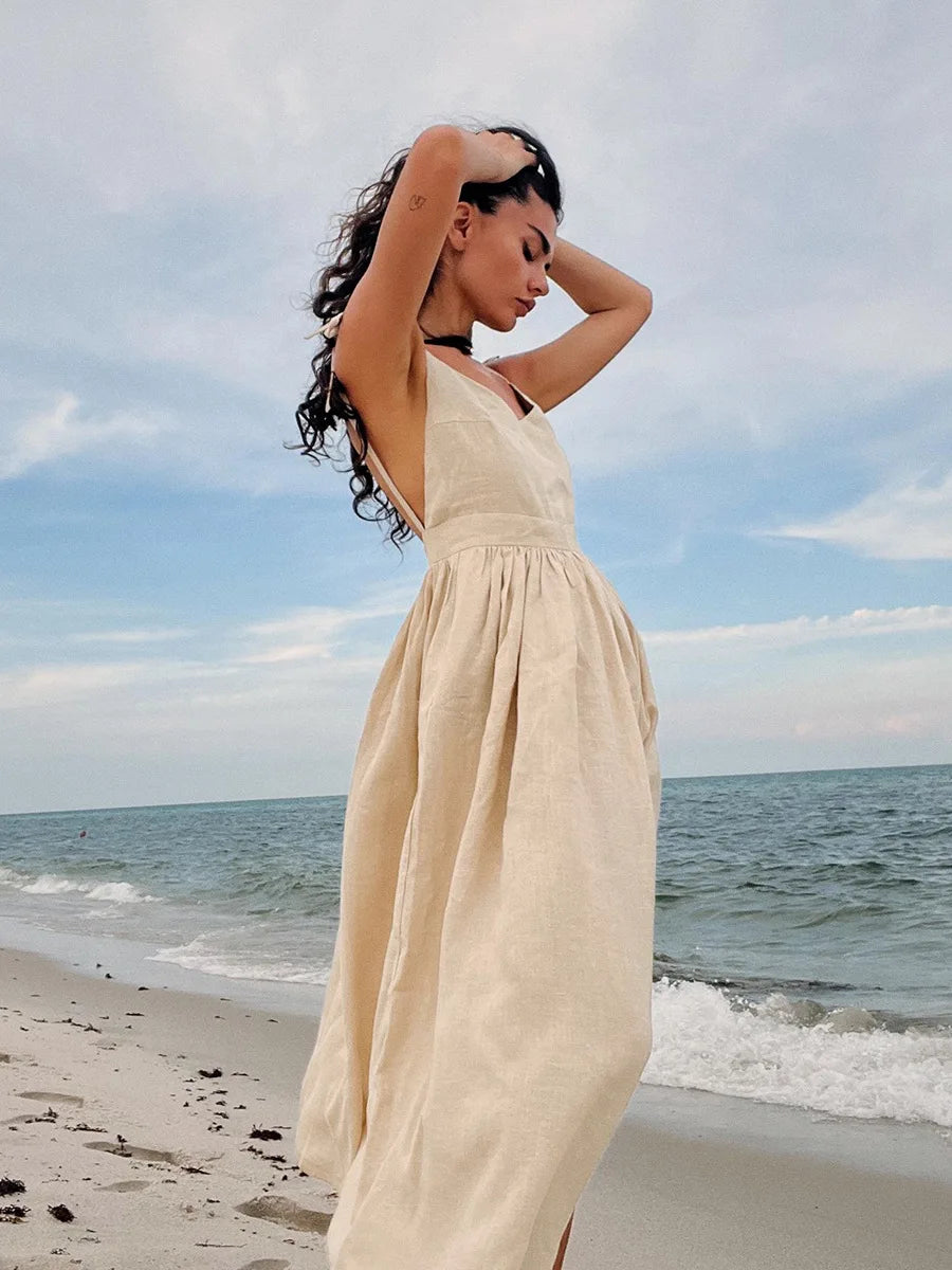 Lum Summer Chic Cotton A-line Beach Dress - Sultry Vibes  Our Lum Apricot L 