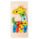 Wooden Puzzle Educational Cartoon Animals Learning Game for Kids  ourlum.com giraffe  