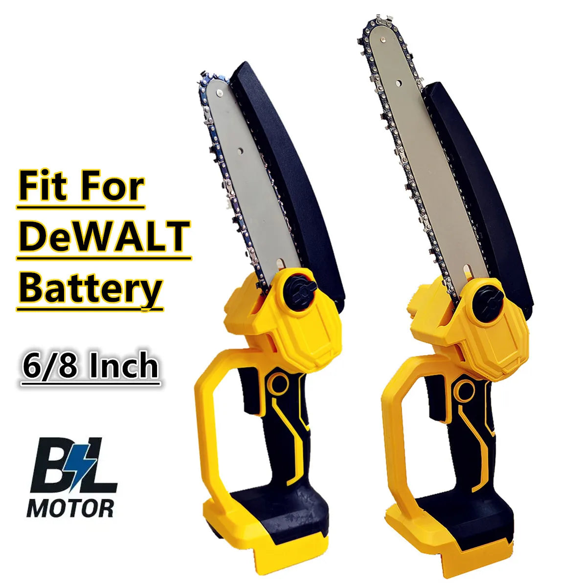 Cordless Brushless Chainsaw 8"/6" - Powerful Wood Cutting Tool for DeWALT Batteries