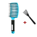 Hair Scalp Massage Comb Bristle Nylon Hairbrush Wet Curly Detangle  Anti-Static Hair Brush Professional Salon Hairdressing Style  ourlum.com A sky blue and Brush  