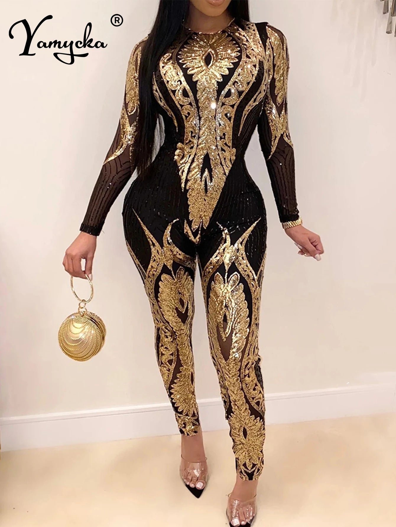 Sparkling Sequin Bodycon Jumpsuit for Women - Nightlife Glamour and Birthday Chic  OurLum.com   