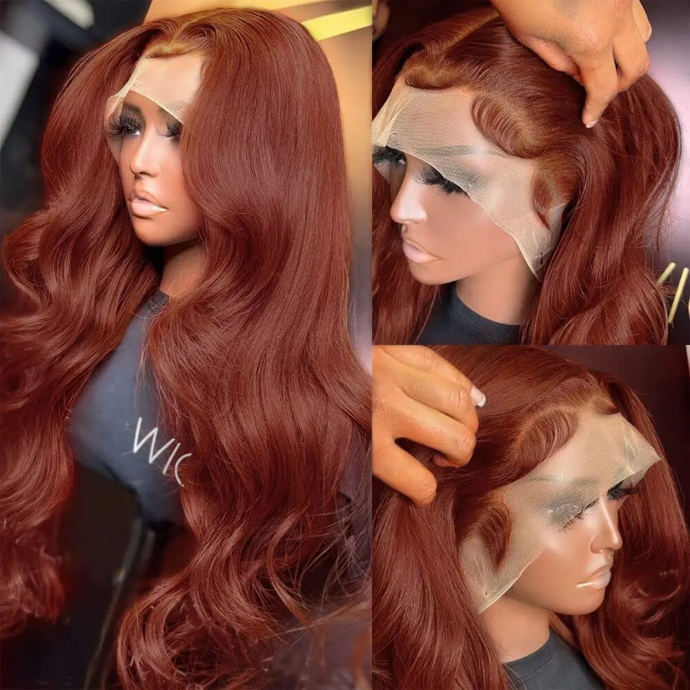 Reddish Brown Body Wave Human Hair Wig: Natural Look & Feel Wig