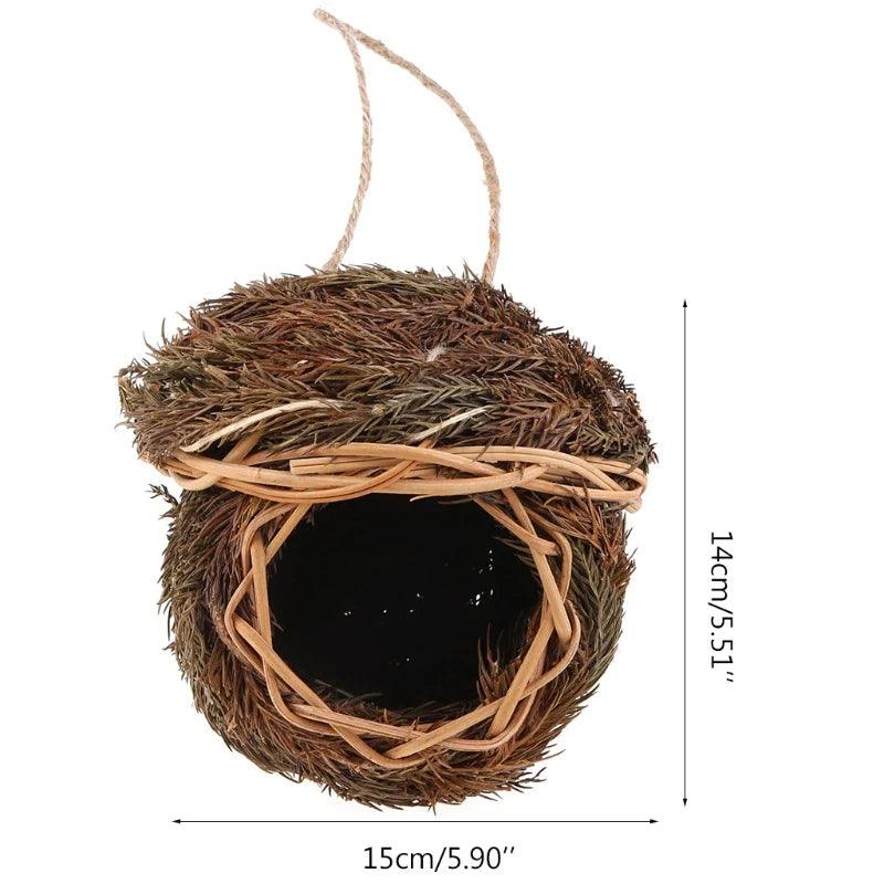 Natural Grass Hanging Bird Cage for Outdoor Decor - Eco-Friendly Bird Shelter  ourlum.com 913  