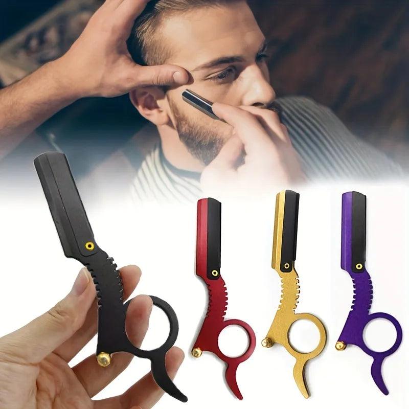 Thumb Stainless Steel Old Fashioned Razor Eyebrow Hair Shaving Tool Face Cleaning Scissors Holder Without Blade Safety Razor  ourlum.com   